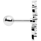 16G 1/4 Clear CZ Gem Flower And Vine Cartilage Tragus Earring
