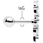 16G 1/4 Clear CZ Gem Flower And Vine Cartilage Tragus Earring