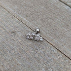 16G 1/4 Clear CZ Gem Flower And Vine Cartilage Tragus Earring