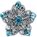 16G 5/16 Clear Blue Gem Opulent Flower Labret Monroe Tragus