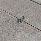 16G 5/16 Clear Blue Gem Opulent Flower Labret Monroe Tragus