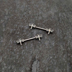 14G 9/16 Aurora Gem Ornate Dragonflies Barbell Nipple Ring Set