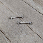 14G 9/16 Aurora Gem Ornate Dragonflies Barbell Nipple Ring Set