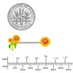 14G 9/16 Happy Yellow Sunflower Trio Barbell Nipple Ring Set