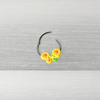 16G 3/8 Happy Yellow Sunflower Trio Hinged Segment Ring