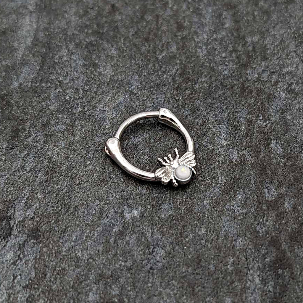 16G 5/16 White Faux Opal Ultra Fly Cartilage Clicker