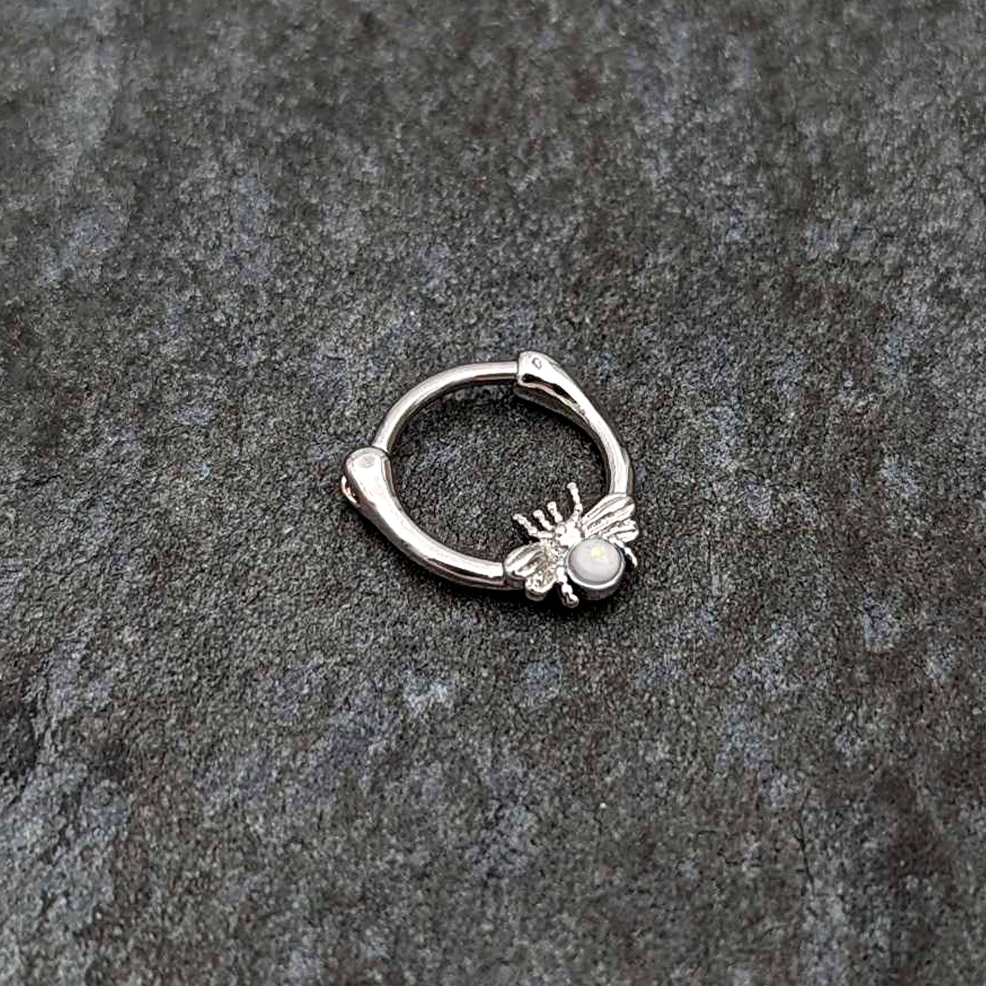 16G 5/16 White Faux Opal Ultra Fly Cartilage Clicker