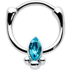 16G 5/16 Blue Gem Deco Oval Cartilage Clicker