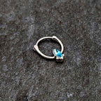 16G 5/16 Blue Gem Deco Oval Cartilage Clicker