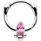 16G 5/16 Pink Gem Deco Oval Cartilage Clicker