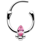 16G 5/16 Pink Gem Deco Oval Cartilage Clicker
