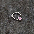 16G 5/16 Pink Gem Deco Oval Cartilage Clicker