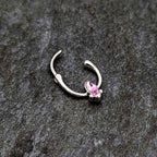 16G 5/16 Pink Gem Deco Oval Cartilage Clicker