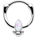 16G 5/16 White Faux Opal Deco Oval Cartilage Clicker
