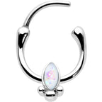 16G 5/16 White Faux Opal Deco Oval Cartilage Clicker