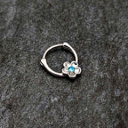 16G 5/16 Blue Gem Sweetheart Flower Cartilage Clicker