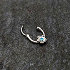 16G 5/16 Blue Gem Sweetheart Flower Cartilage Clicker