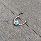 16G 5/16 Blue Gem Sweetheart Flower Cartilage Clicker