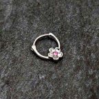 16G 5/16 Pink Gem Sweetheart Flower Cartilage Clicker