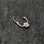 16G 5/16 Pink Gem Sweetheart Flower Cartilage Clicker