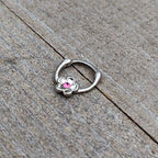 16G 5/16 Pink Gem Sweetheart Flower Cartilage Clicker