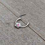 16G 5/16 Pink Gem Sweetheart Flower Cartilage Clicker