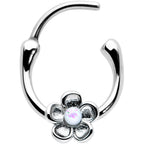16G 5/16 White Faux Opal Sweetheart Flower Cartilage Clicker