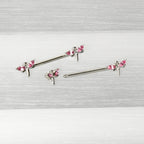 14G 5/8 Pink Gem Simple Styled Dragonfly Barbell Nipple Ring Set