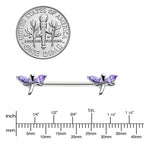 14G 5/8 Purple Gem Simple Styled Dragonfly Barbell Nipple Ring Set