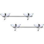 14G 5/8 White Faux Opal Styled Dragonfly Barbell Nipple Ring Set