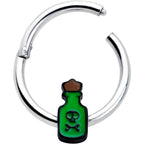 16G 3/8 Poison Green Bottle Glow in the Dark Hinged Segment Ring