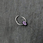 16G 3/8 Creepy Coffin Lt Purple Glow in Dark Hinged Segment Ring