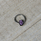 16G 3/8 Creepy Coffin Lt Purple Glow in Dark Hinged Segment Ring