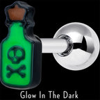16G 1/4 Poison Green Bottle Glow in the Dark Cartilage Earring