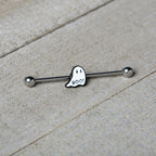 14G Halloween White Ghost Glow in the Dark Industrial Barbell 38mm