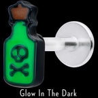 16G 5/16 Poison Green Bottle Glow in the Dark Labret Monroe Tragus