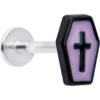 16G 5/16 Creepy Coffin Lt Purple Glow in Dark Labret Monroe Tragus
