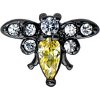 Clear Yellow Gem Black Butterfly Barbell Tongue Ring