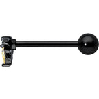Clear Yellow Gem Black Butterfly Barbell Tongue Ring