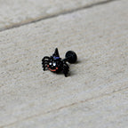 16G 5/16 Black Halloween Witch Smiling Spider Labret Monroe Tragus