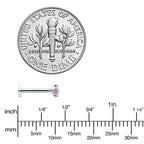 16G 5/16 Pink CZ Gem ASTM F-136 Implant Grade Titanium Hex End Labret Tragus