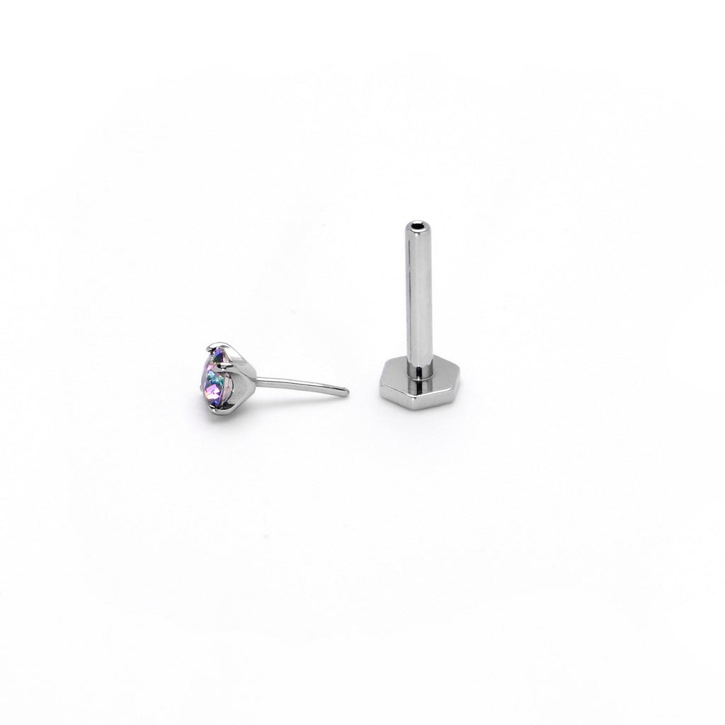 16G 5/16 Vitrail CZ Gem ASTM F-136 Implant Grade Titanium Hex End Labret Tragus