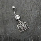Officially Licensed Friday the 13th Clear Gem Camp Sign Dangle Belly Ring