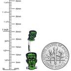 Frankenstein Head Green Glow in the Dark Double Mount Belly Ring