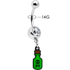 Clear Gem Green Poison Bottle Glow in the Dark Dangle Belly Ring