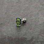 16G 1/4 Frankenstein Head Green Glow in the Dark Cartilage Earring