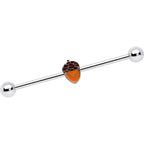 14G Autumn Acorn Brown Orange Industrial Barbell 38mm