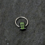 16G 3/8 Frankenstein Head Green Glow in Dark Hinged Segment Ring