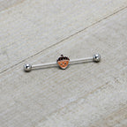 14G Autumn Acorn Face Brown Fall Industrial Barbell 38mm