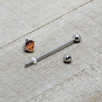 14G Autumn Acorn Face Brown Fall Industrial Barbell 38mm